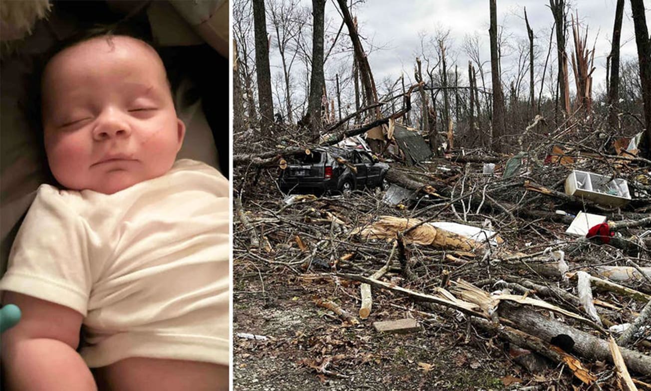 ടെന്നസി ചുഴലിക്കാറ്റിൽ ഒഴുകിയെത്തിയ കുഞ്ഞിനെ മരത്തിൽ 'ജീവനോടെ കണ്ടെത്തി