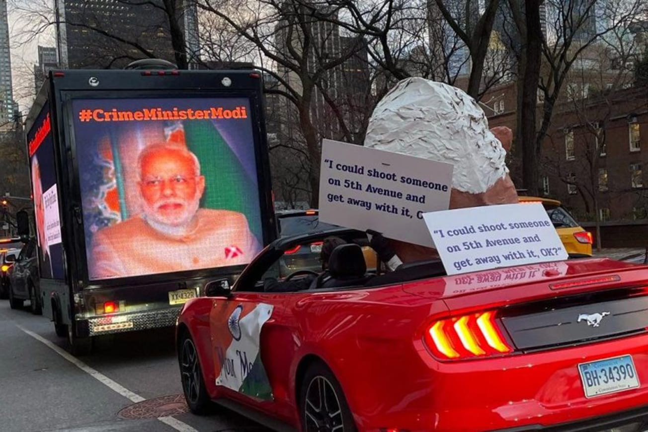 ന്യൂയോർക്ക് തെരുവീഥിയിൽ മോദിയുടെ പടുകൂറ്റൻ പാവ