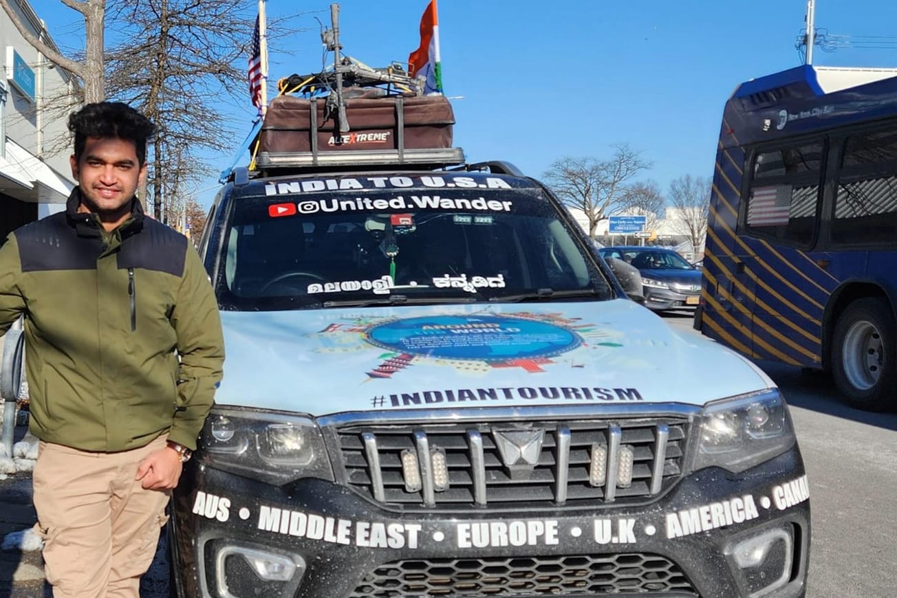 എഴുപത് രാജ്യങ്ങൾ താണ്ടി ന്യൂയോർക്കിലെത്തിയ അതിസാഹസിക മംഗലാപുരം സ്വദേശിക്ക് കെ.സി.എ.എൻ.എ. ക്യുൻസിൽ സ്വീകരണം നൽകി.