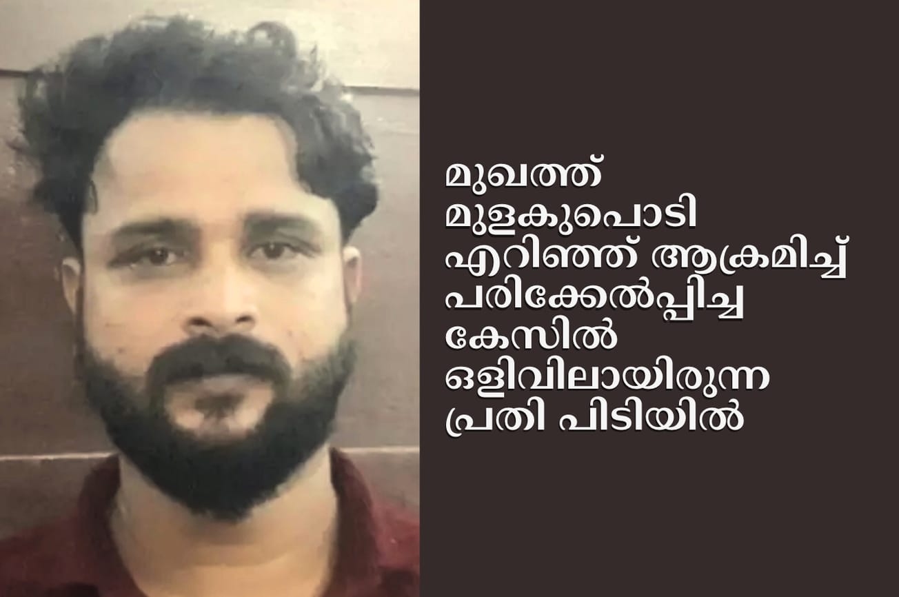 മുഖത്ത് മുളകുപൊടി എറിഞ്ഞ് ആക്രമിച്ച് പരിക്കേൽപ്പിച്ച കേസിൽ ഒളിവിലായിരുന്ന പ്രതി പിടിയിൽ