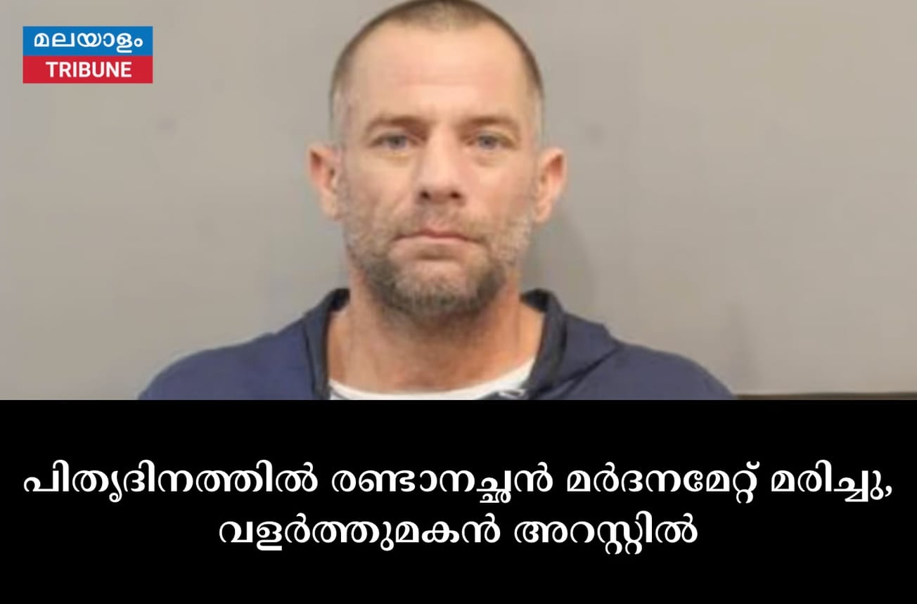 പിതൃദിനത്തിൽ രണ്ടാനച്ഛൻ മർദനമേറ്റ് മരിച്ചു, വളർത്തുമകൻ അറസ്റ്റിൽ