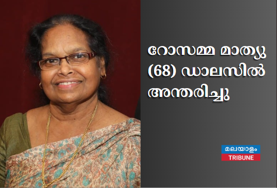 റോസമ്മ മാത്യു (68) ഡാലസിൽ അന്തരിച്ചു
