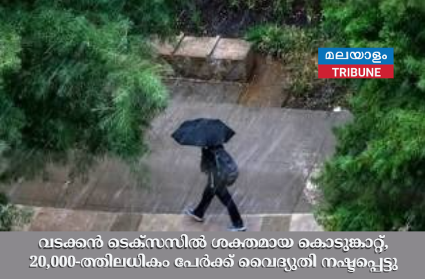 വടക്കൻ ടെക്സസിൽ ശക്തമായ കൊടുങ്കാറ്റ്,  20,000-ത്തിലധികം പേർക്ക് വൈദ്യുതി നഷ്ടപ്പെട്ടു