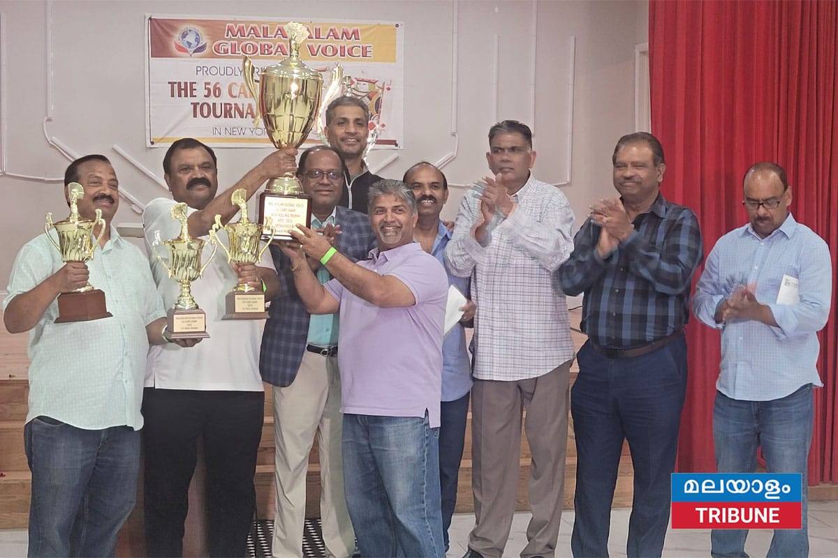 മലയാളം ഗ്ലോബൽ വോയിസ് 56 ചീട്ടുകളി ആവേശകരമായി എൽമോണ്ടിൽ നടത്തി. ന്യൂഹൈഡ് പാർക്കിലെ സന്തോഷ്, ബാബു, ബേബി സഖ്യം വിജയികൾ.