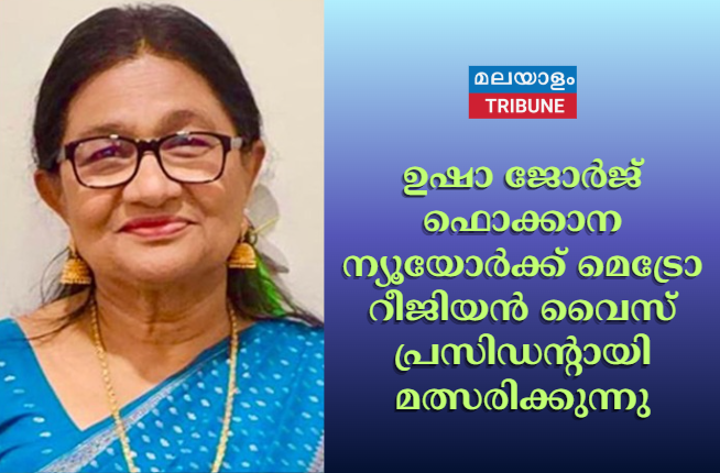 ഉഷാ ജോര്‍ജ് ഫൊക്കാന ന്യൂയോര്‍ക്ക് മെട്രോ റീജിയന്‍ വൈസ് പ്രസിഡന്റായി മത്സരിക്കുന്നു