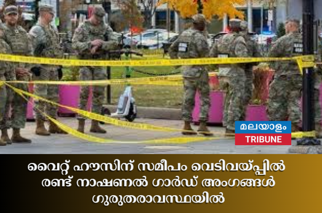 വൈറ്റ് ഹൗസിന് സമീപം വെടിവയ്പ്പിൽ രണ്ട് നാഷണൽ ഗാർഡ് അംഗങ്ങൾ ഗുരുതരാവസ്ഥയിൽ ; പ്രതി കസ്റ്റഡിയിൽ