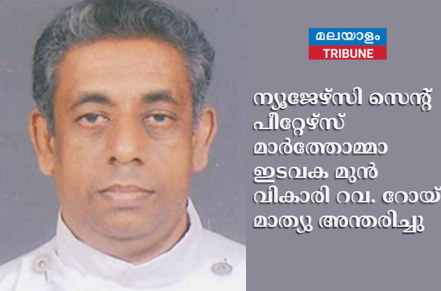 ന്യൂജേഴ്‌സി സെന്റ് പീറ്റേഴ്സ് മാർത്തോമ്മാ  ഇടവക മുൻ വികാരി റവ. റോയ് മാത്യു  അന്തരിച്ചു