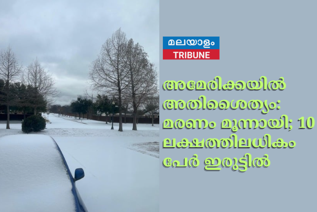 അമേരിക്കയിൽ അതിശൈത്യം: മരണം മൂന്നായി; 10 ലക്ഷത്തിലധികം പേർ ഇരുട്ടിൽ